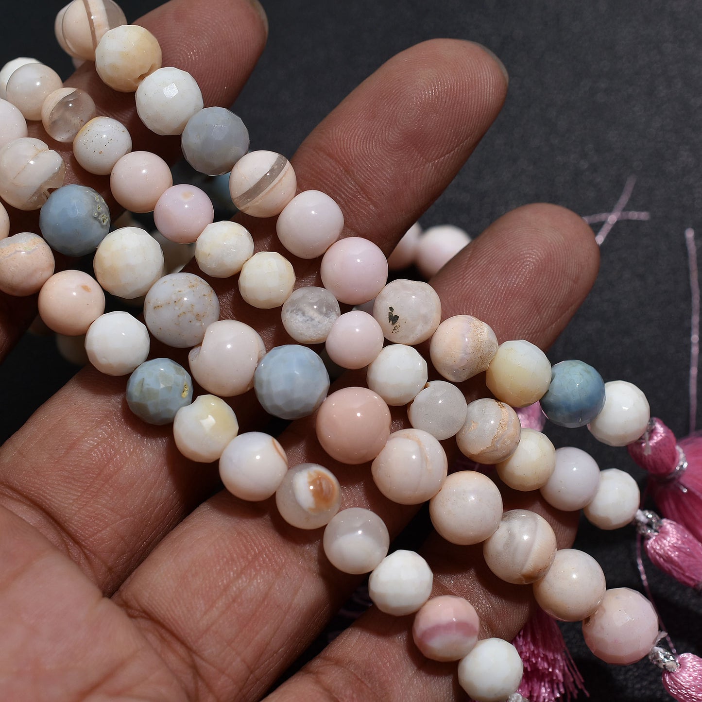 Earthy Pastel Multi Opal Gemstone Round Beads – Natural Plain & Smooth Polished Strand