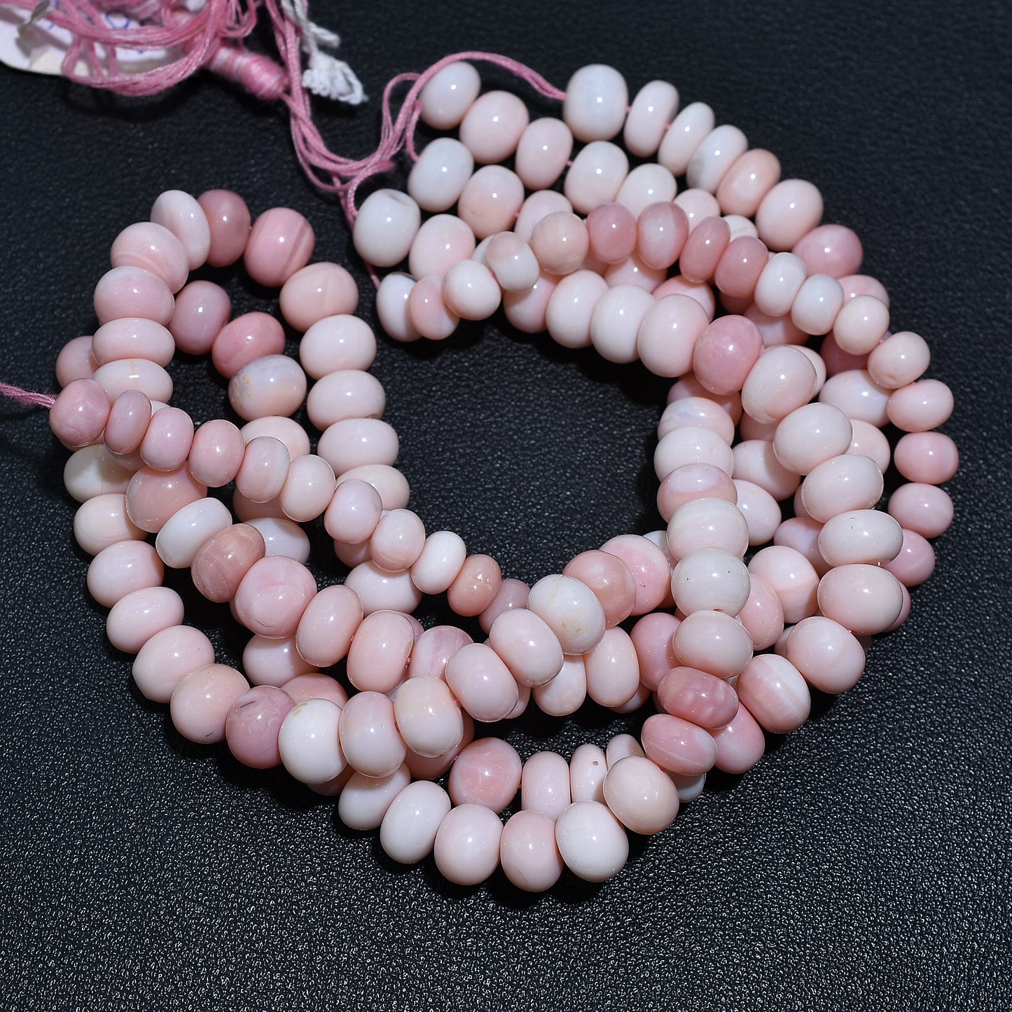 Premium Pink Opal Rondelle Gemstone Beads – Delicate Wholesale Stones for Jewelry