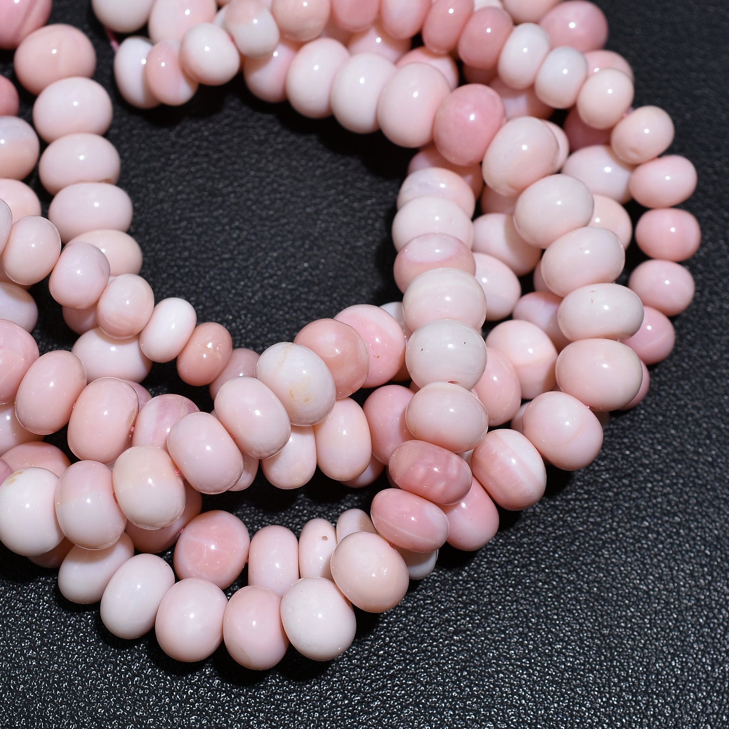 Premium Pink Opal Rondelle Gemstone Beads – Delicate Wholesale Stones for Jewelry