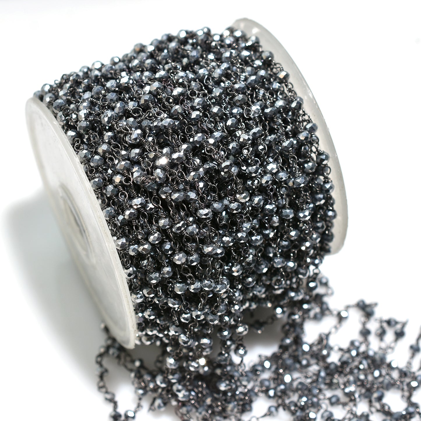 Sparkling Pyrite and Hydro Rosary - Wholesale Black Plating Gemstones Linking Chain for Crafts