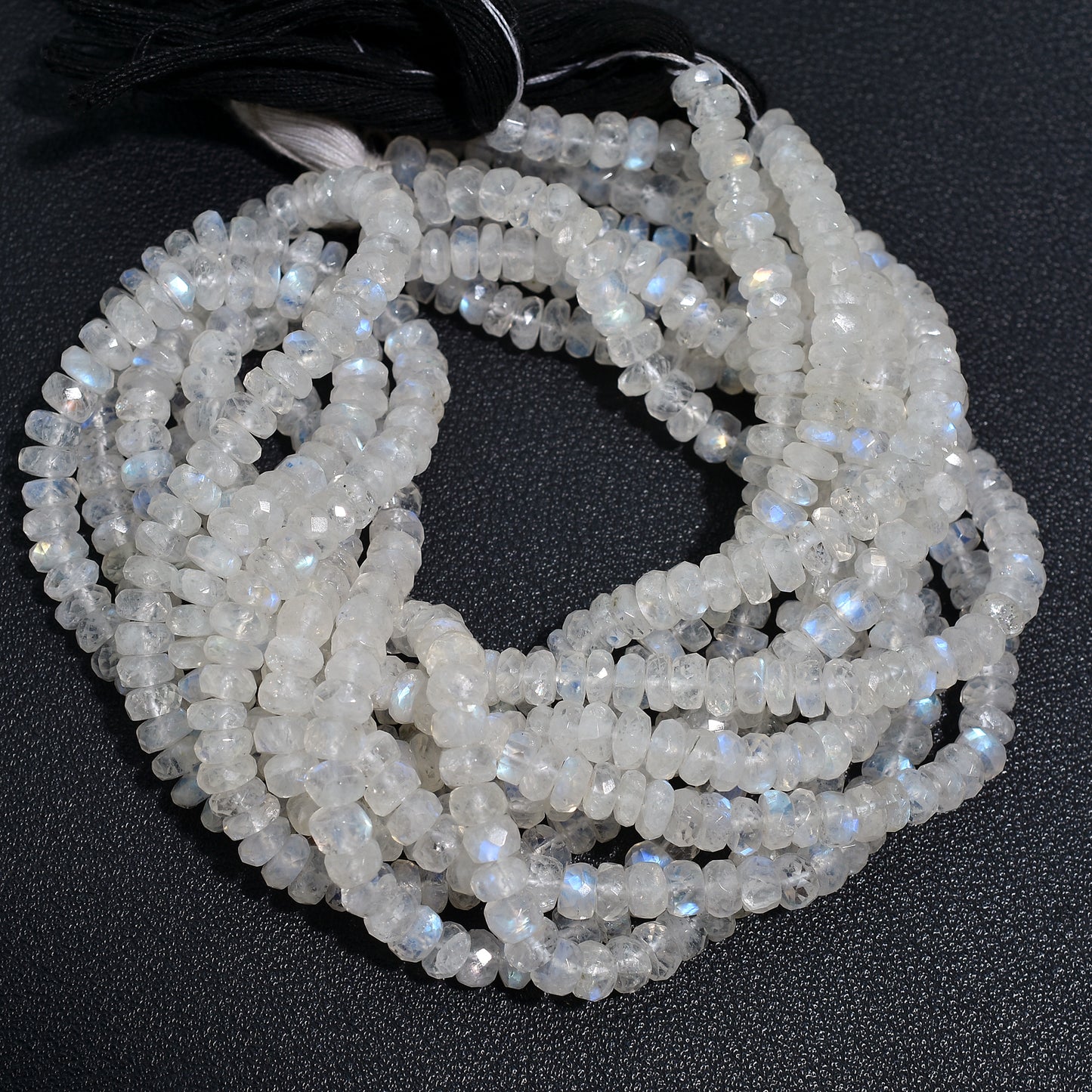 Beautiful Rainbow Moonstone Faceted Rondelle Beads – 15 Inch Strand Wholesale Flashy Gemstone For DIY Jewelry