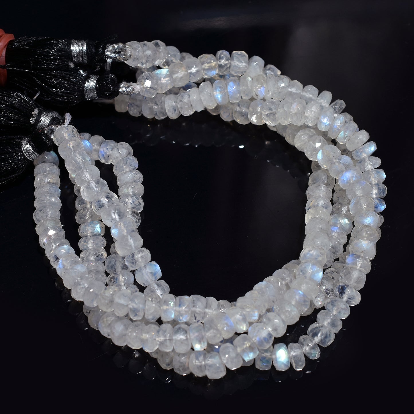 Wholesale Rainbow Moonstone Faceted Rondelle Beads – 7 Inch Gemstone Strand For Handmade Jewelry