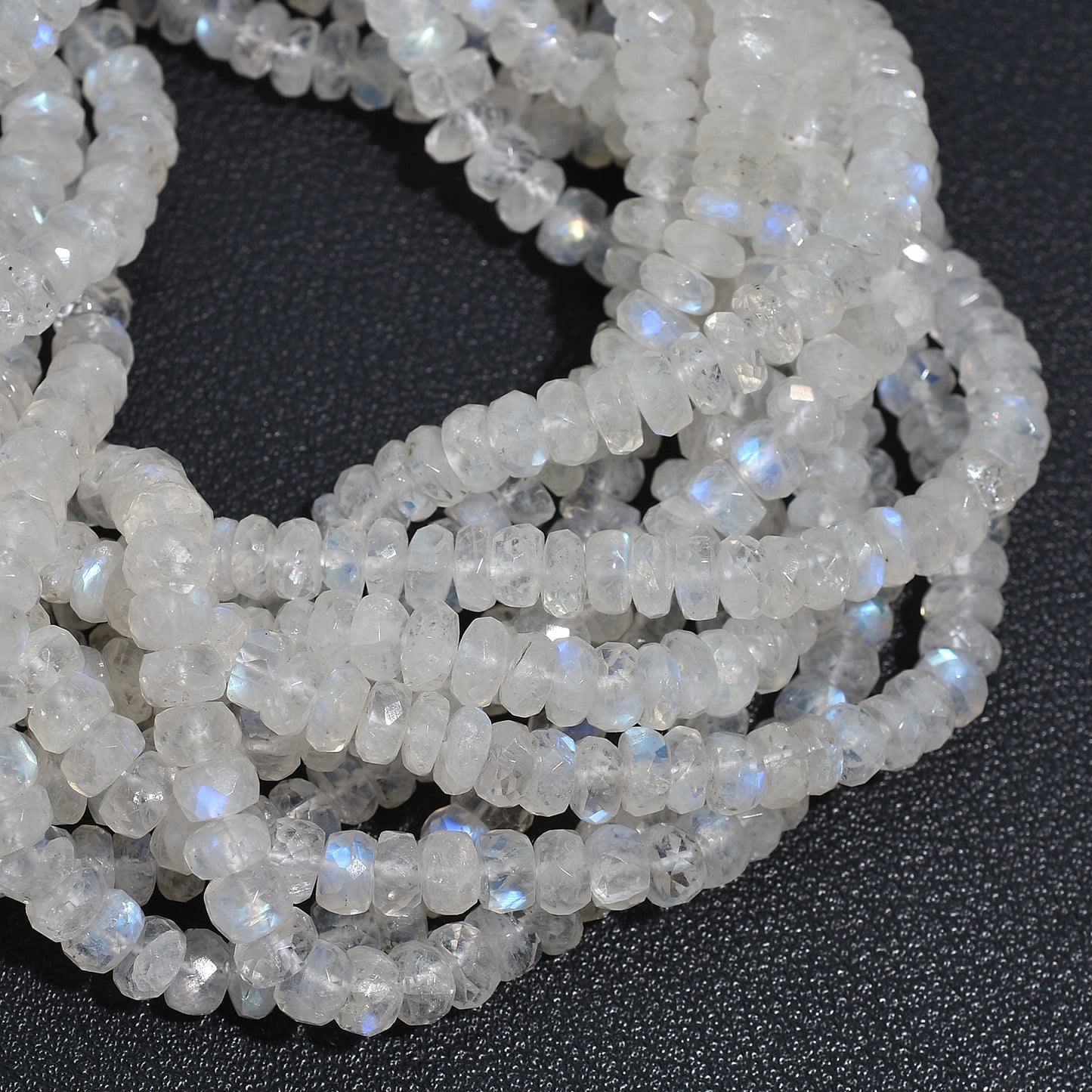 Beautiful Rainbow Moonstone Faceted Rondelle Beads – 15 Inch Strand Wholesale Flashy Gemstone For DIY Jewelry