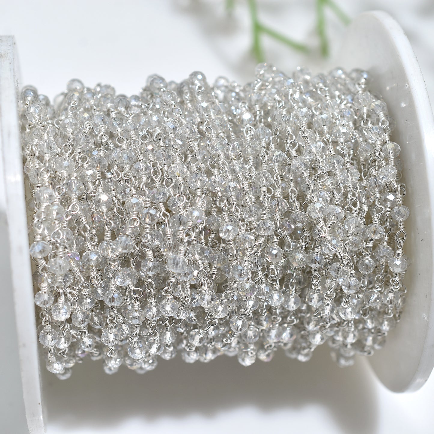 Rainbow Glow Crystal Hydro Rosary - Wholesale Silver Plating Stone Beads Chain Lot For Jewellery