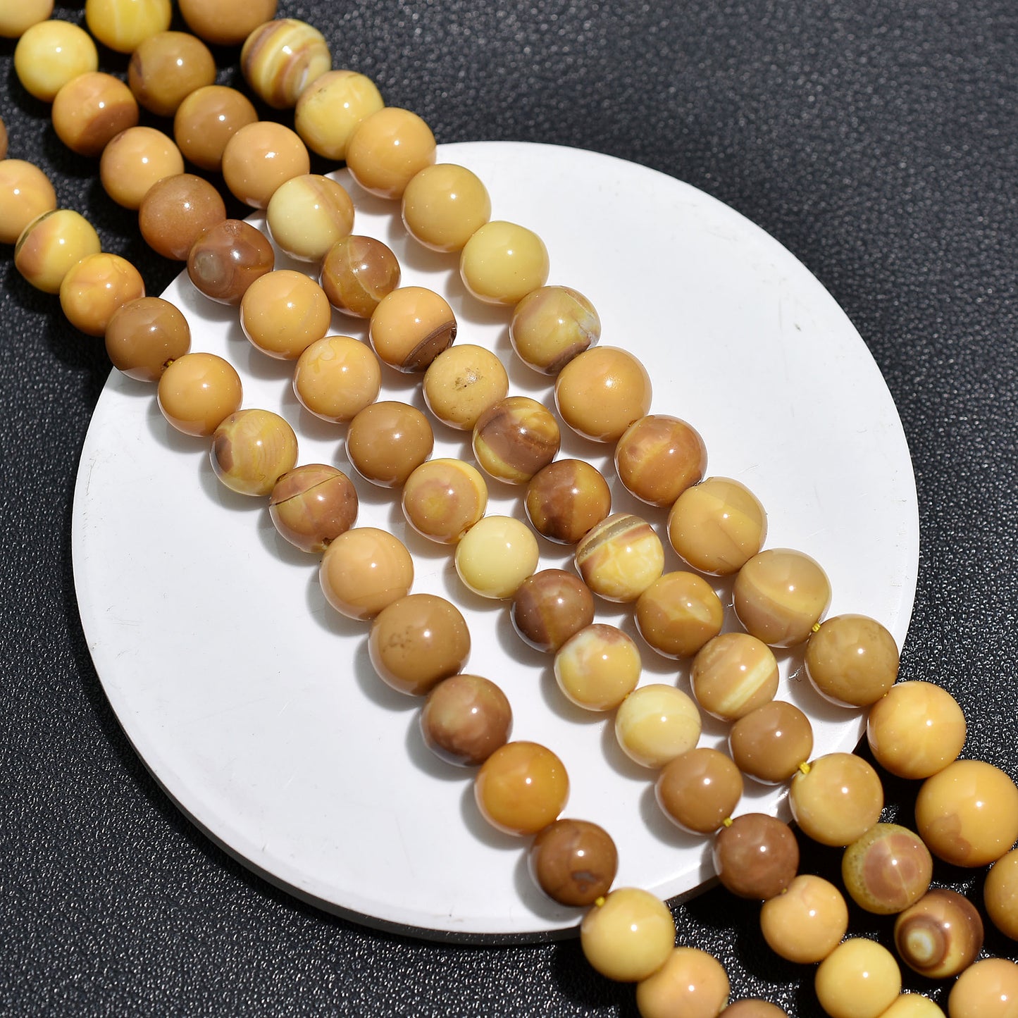 Mustard Yellow Opal Beads – Wholesale Smooth Round Gemstone Strand for Jewelry