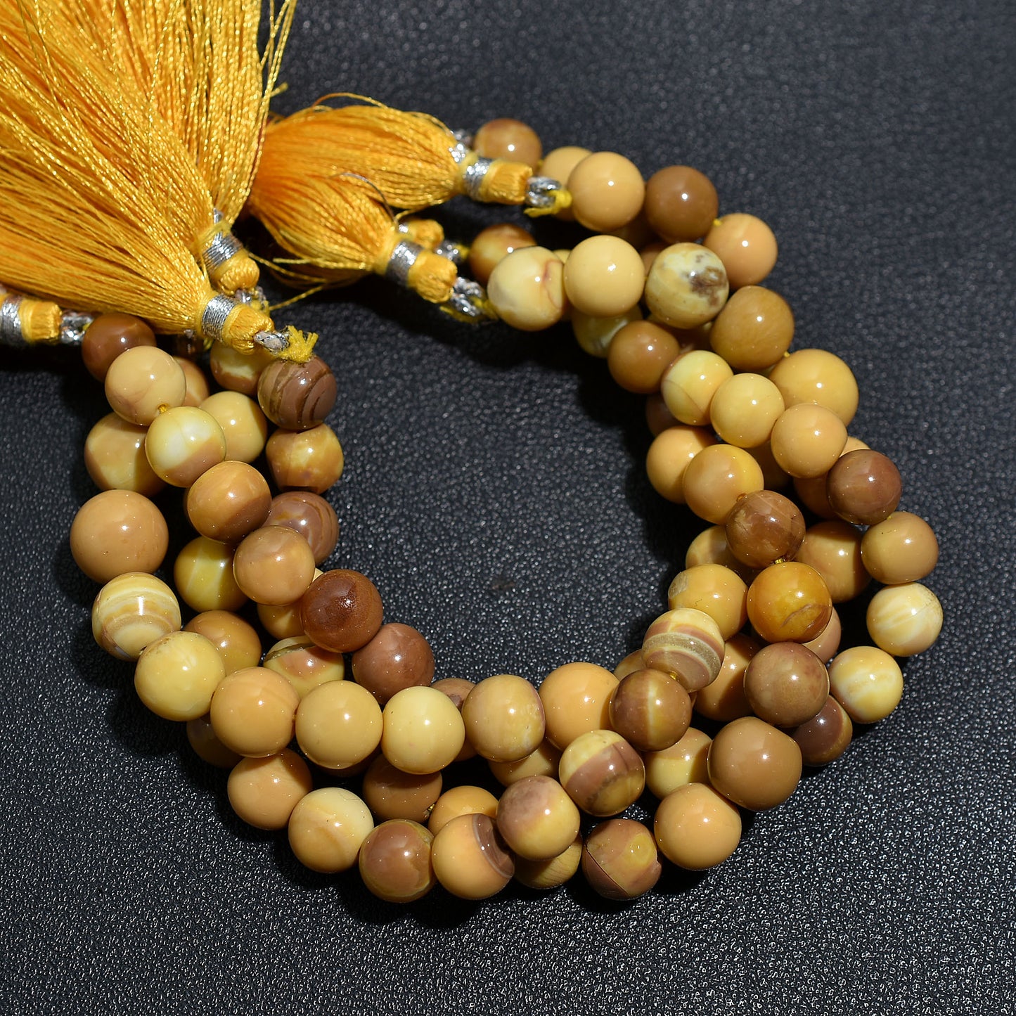 Mustard Yellow Opal Beads – Wholesale Smooth Round Gemstone Strand for Jewelry