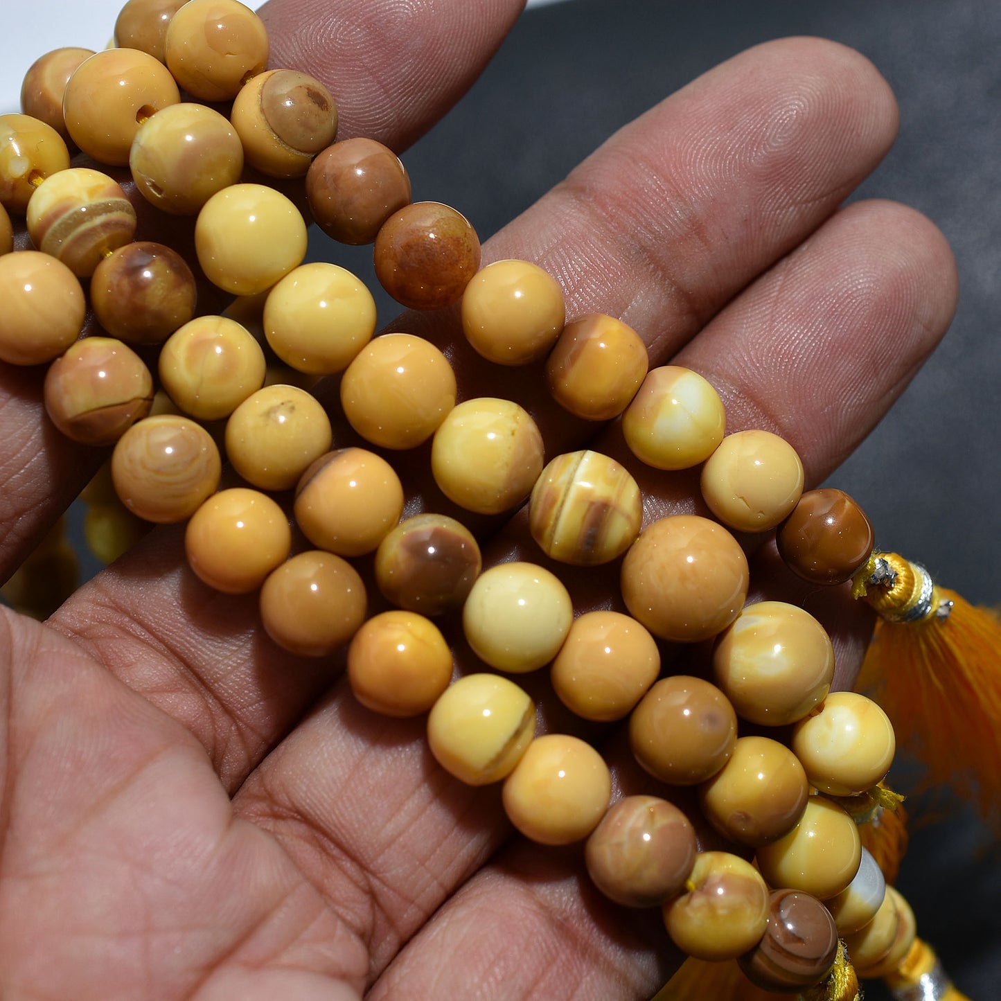 Mustard Yellow Opal Beads – Wholesale Smooth Round Gemstone Strand for Jewelry