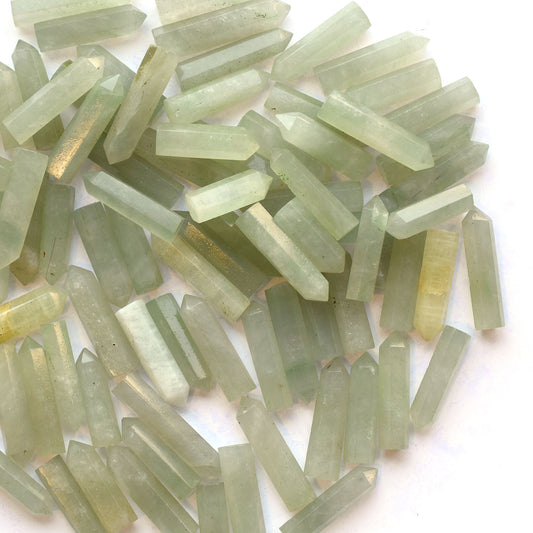 Green Margaj Pencil Point Gemstone Lot – Single Terminated Bullet Healing Wand