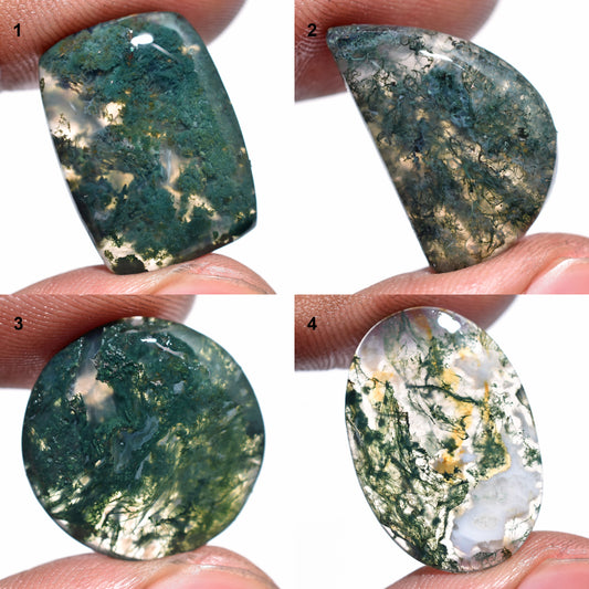 Attractive Oval Moss Agate Stone – Natural Druzy Agate Smooth Cabochon for Pendant