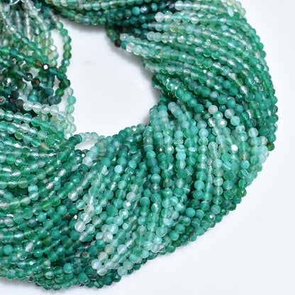Shaded Green Onyx Faceted Rondelle Beads – 3.2mm Micro Cut Strand