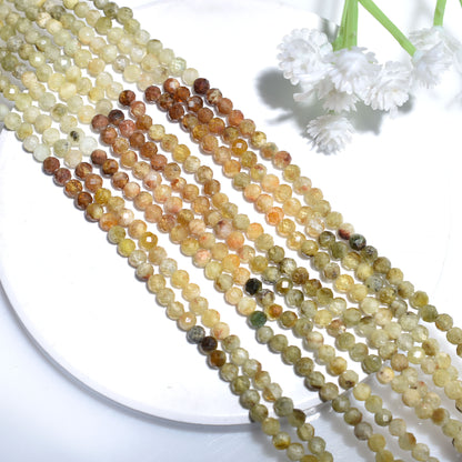 Natural Grossular Garnet Beads – 2mm Multi Green Faceted Gemstone Strand