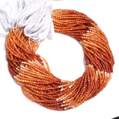 carnelian beads, orange gemstone, faceted beads, shaded carnelian, 3mm beads, rondelle beads, micro cut, gemstone strand, jewelry making, loose beads, beading supplies, natural gemstone, crystal beads, diy jewelry, necklace beads, bracelet beads, polished beads, machine cut, carnelian jewelry, gemstone line