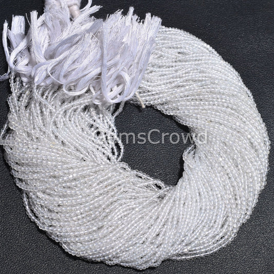 white topaz beads, rondelle beads, micro cut gemstones, tiny gemstone beads, AAA quality beads, jewelry making beads, polished beads, jewelry craft beads, gemstone beads, small beads, faceted rondelle, white gemstone beads, DIY jewelry supplies