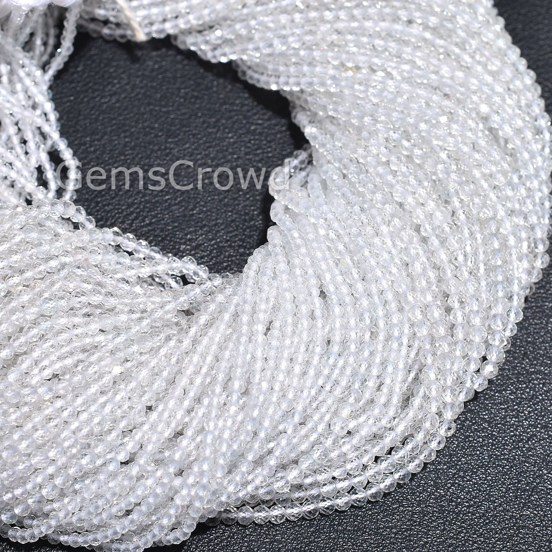 white topaz beads, rondelle beads, micro cut gemstones, tiny gemstone beads, AAA quality beads, jewelry making beads, polished beads, jewelry craft beads, gemstone beads, small beads, faceted rondelle, white gemstone beads, DIY jewelry supplies