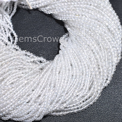 white topaz beads, rondelle beads, micro cut gemstones, tiny gemstone beads, AAA quality beads, jewelry making beads, polished beads, jewelry craft beads, gemstone beads, small beads, faceted rondelle, white gemstone beads, DIY jewelry supplies