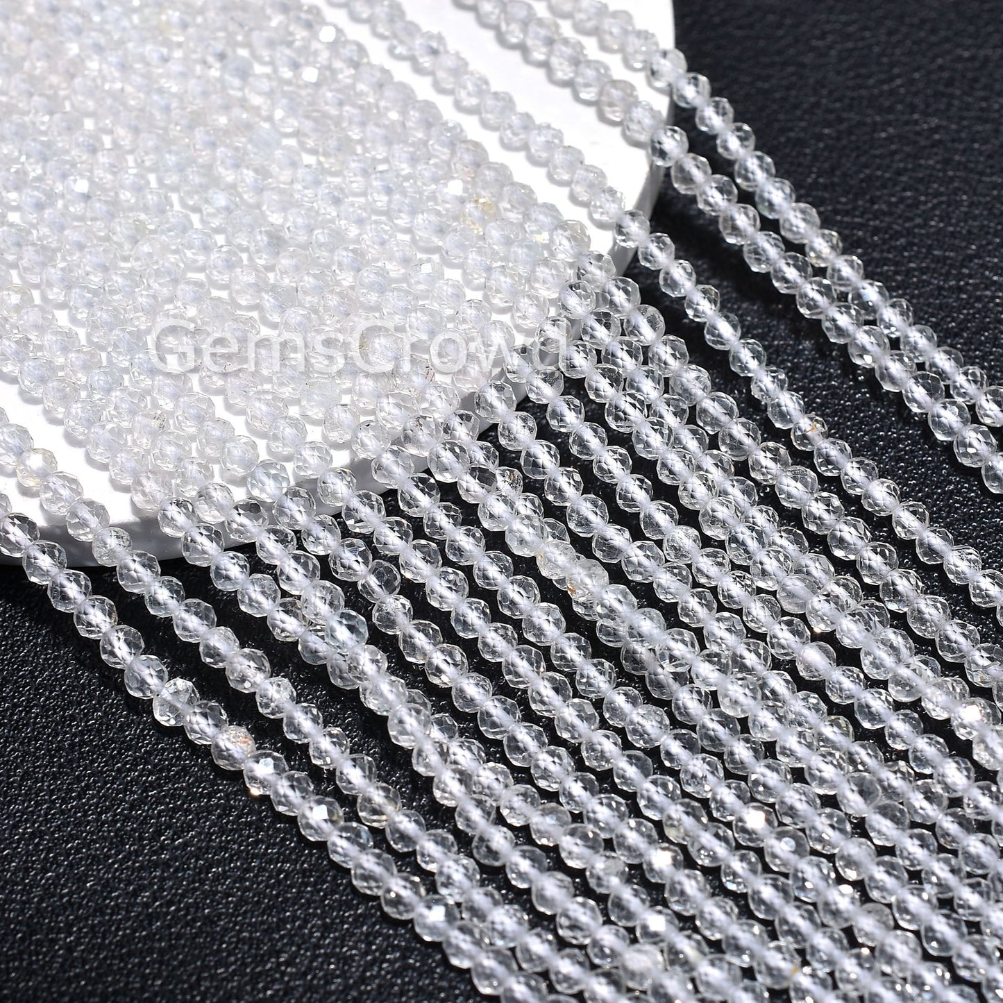 Natural White Topaz Rondelle Beads – 2.7mm AAA Wholesale Gemstones Strand Bulk Lot