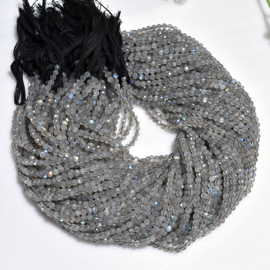 labradorite beads, blue flash beads, spectrolite, faceted beads, micro cut beads, gemstone strand, crystal beads, jewelry making, grey labradorite, loose beads, necklace beads, bracelet beads, faceted gemstone, healing stone, natural gemstone, beading supplies, diy jewelry, gemstone jewelry, flashing stone, polished beads
