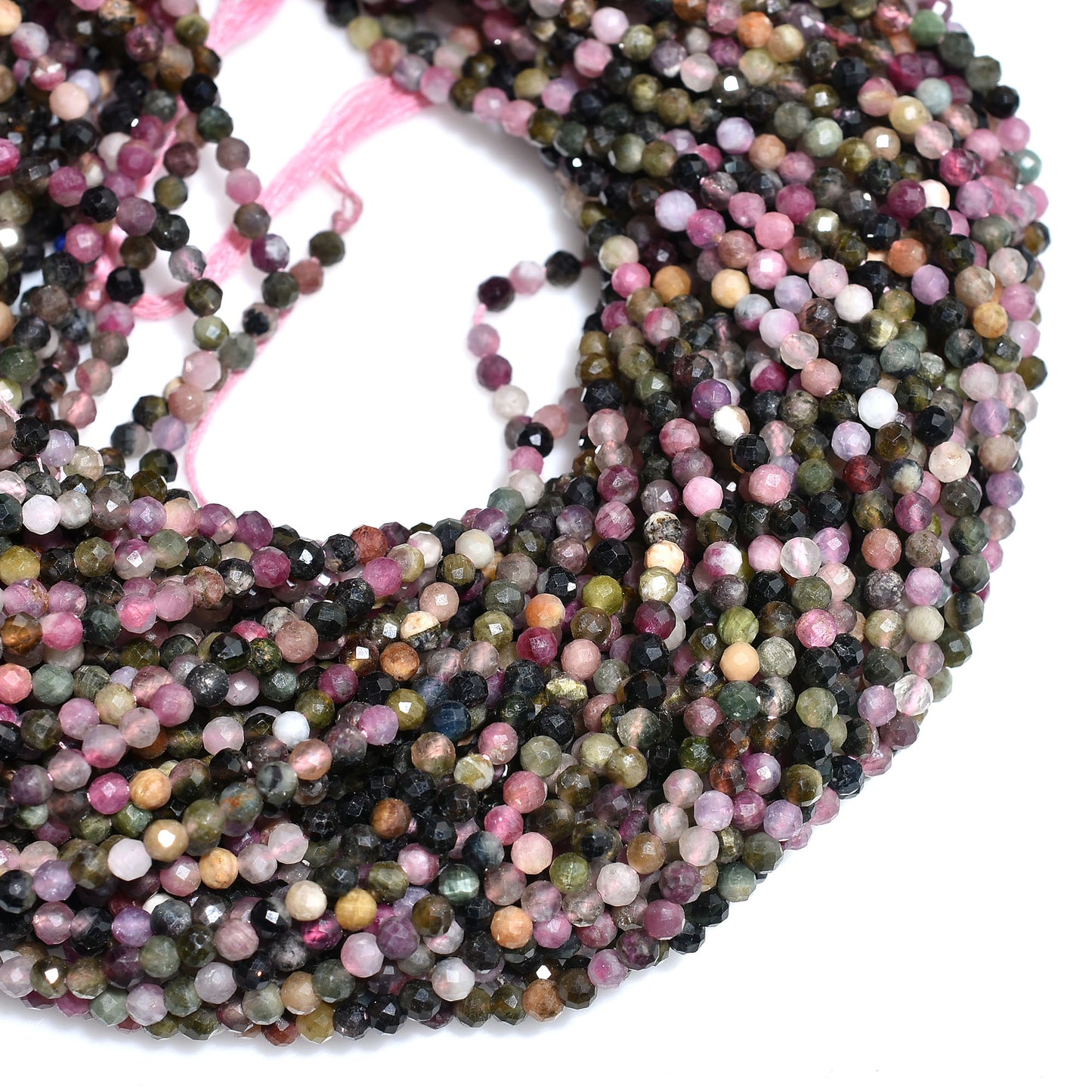 Elegant Disco Tourmaline Faceted Beads – Multi Color Gemstone Strand