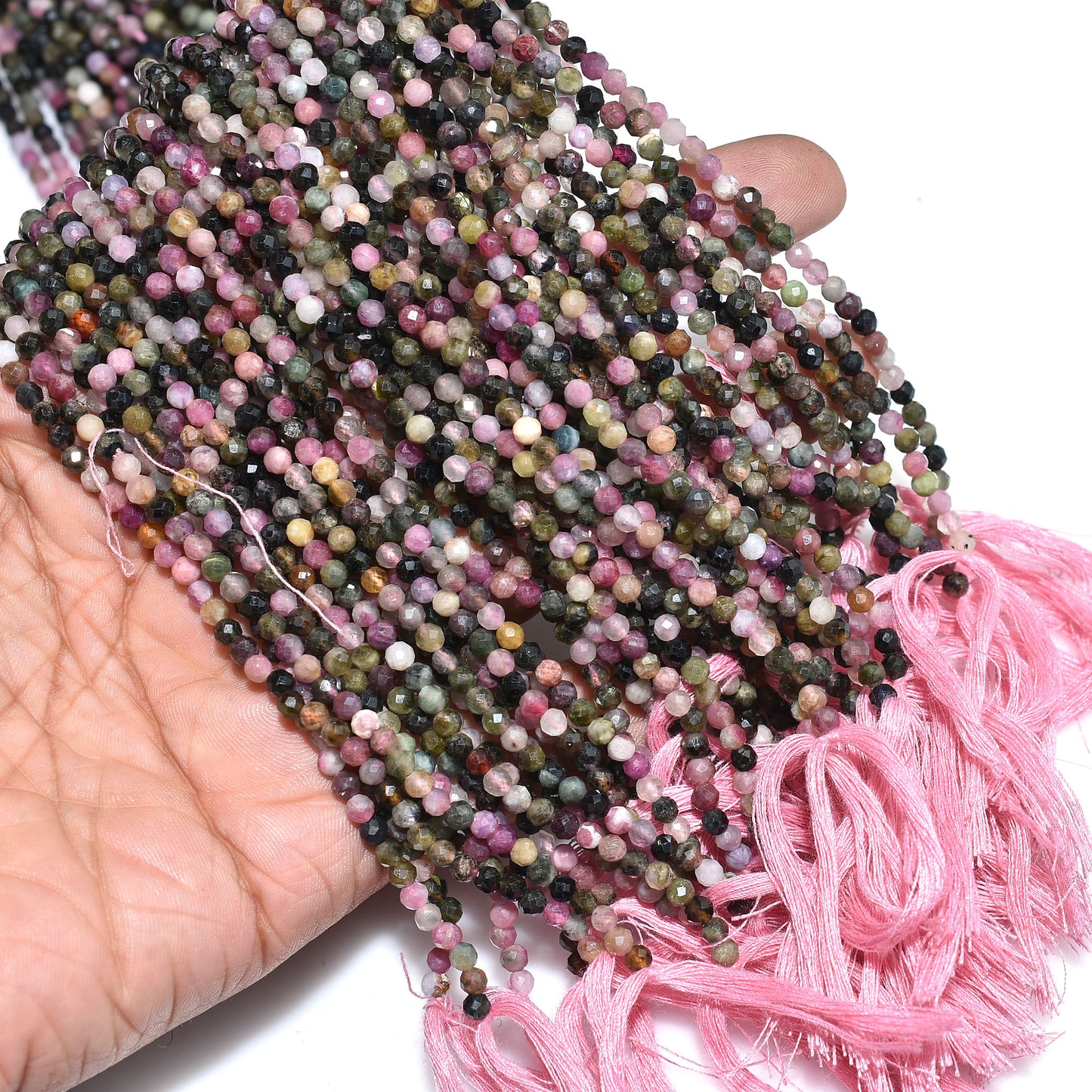 Elegant Disco Tourmaline Faceted Beads – Multi Color Gemstone Strand