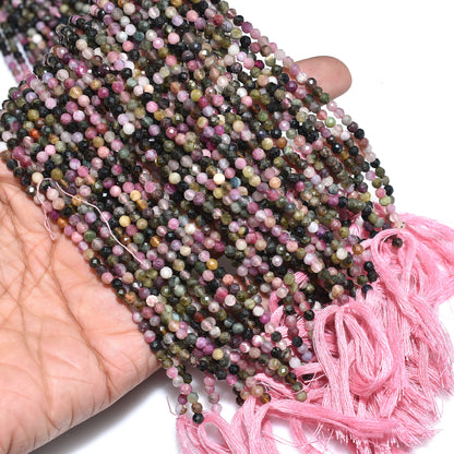 Elegant Disco Tourmaline Faceted Beads – Multi Color Gemstone Strand