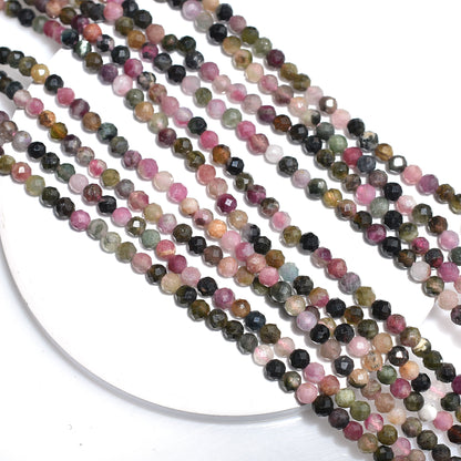 Elegant Disco Tourmaline Faceted Beads – Multi Color Gemstone Strand