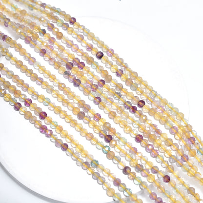 Yellow Fluorite Micro Cut Beads – Faceted Rondelle Gemstone Strand