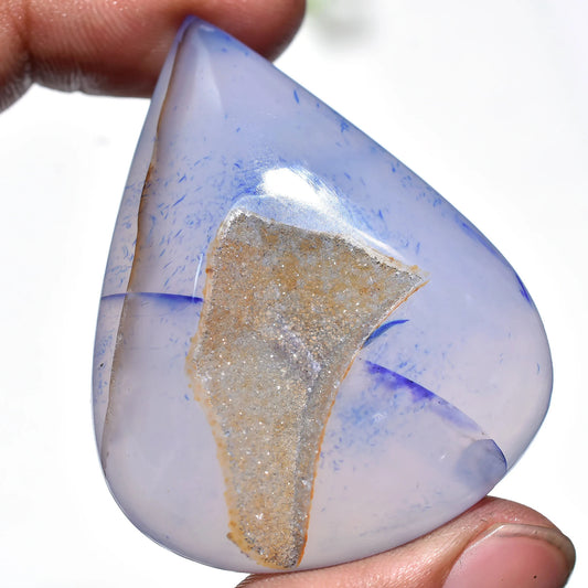 Druzy Window Blue Healing Crystal – Pear Cabochon for Unique Gemstone Gift