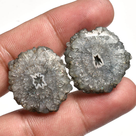 Grey Solar Quartz Loose Gemstone Pair - Loose Stone pair For Women