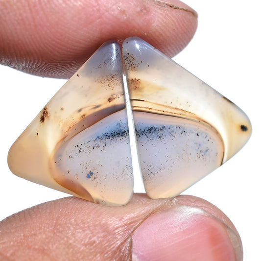 Natural Montana Agate Earring Pair, Fancy Shaped Smooth Agate