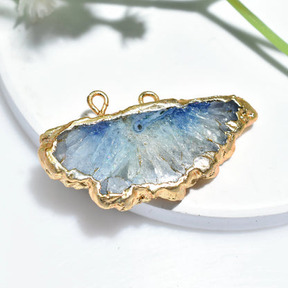Solar Quartz Double Bail Gemstone Pendant - Gold- Silver Electroplated Crystals