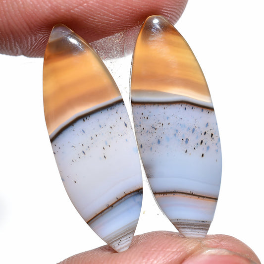 Natural Montana Agate Pair - Designer Loose Cabochons Set