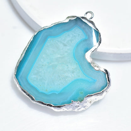 Blue Solar Quartz Pendant - Electroplated Gemstone