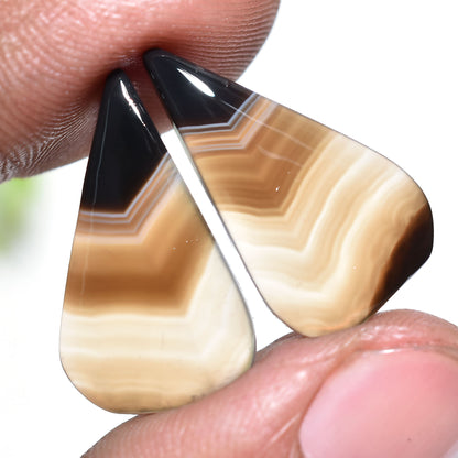 Natural Black Banded Agate Matching Pair - Perfect Gemstones for Earrings