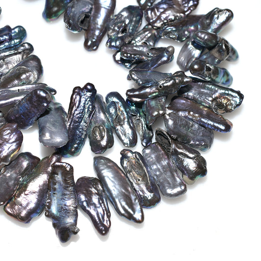 Iridescent Coated Biwa Pearls – Natural Stick-Shaped Freshwater Pearls for Stone Jewelry