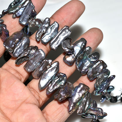 Iridescent Coated Biwa Pearls – Natural Stick-Shaped Freshwater Pearls for Stone Jewelry