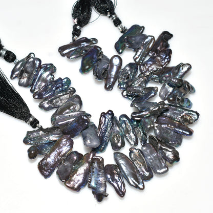 Iridescent Coated Biwa Pearls – Natural Stick-Shaped Freshwater Pearls for Stone Jewelry
