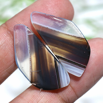 Glamorous Black Banded Agate Matched Pair – Wholesale Smooth Polished Stones For Custom Jewelry