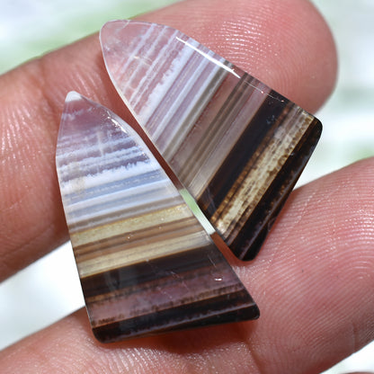 Exclusive Black Banded Agate Matched Pair – Loose Stones For Jewelry Crafting