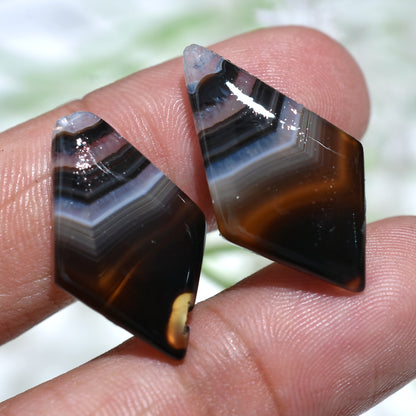 Natural Black Banded Agate Earrings Pair – Striped Wholesale Gemstone For Jewelry Design