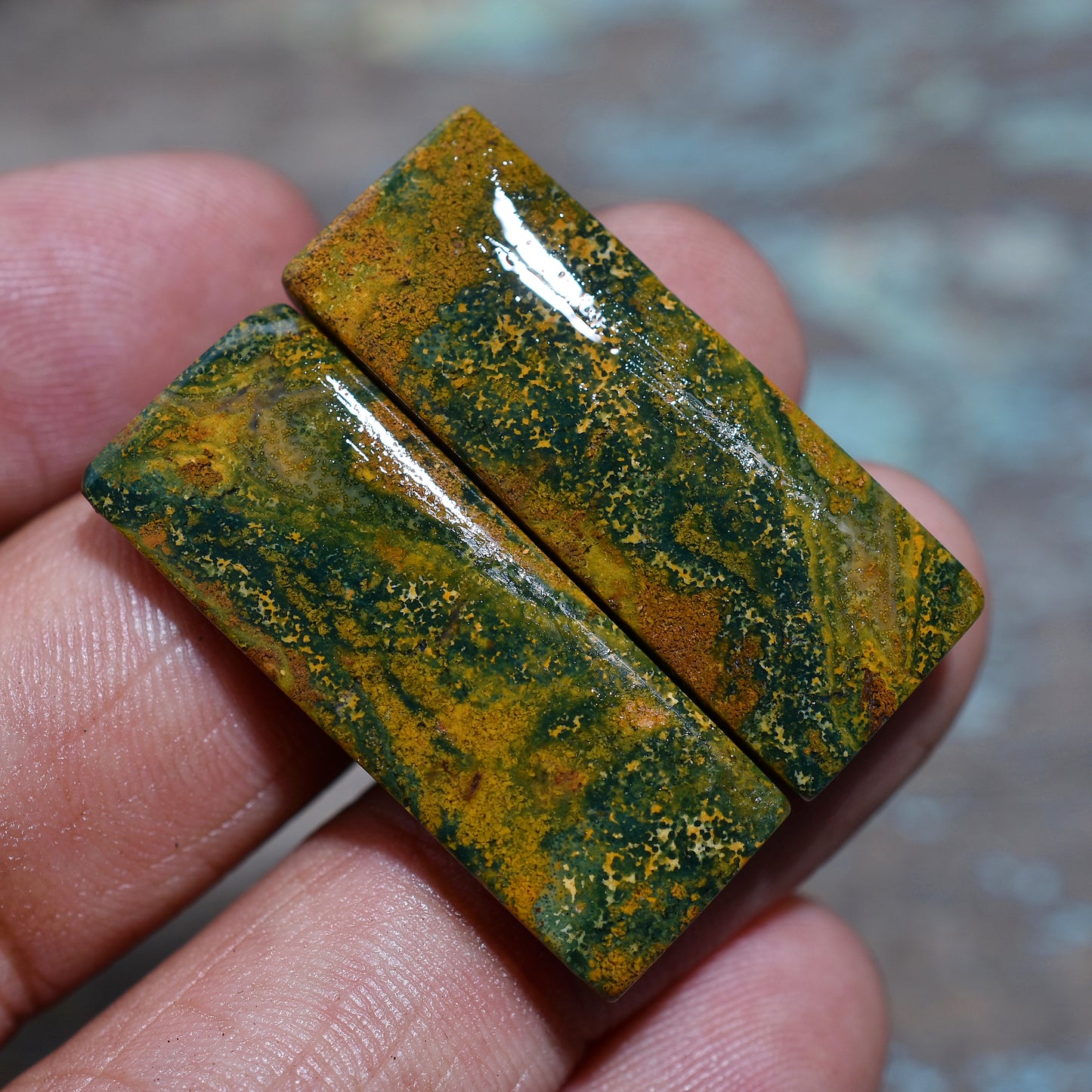 Radiant Rectangle Bloodstone Pair – Natural Gemstones for Jewelry Crafting