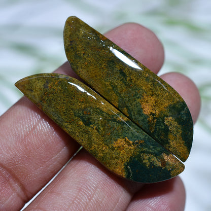 Elegant Bloodstone Gemstone Pair – Natural Smooth Matched Pair for Timeless Jewelry