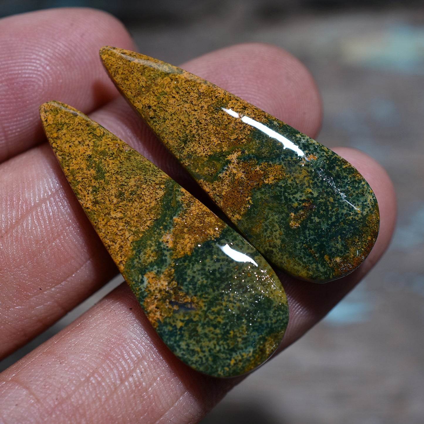 Majestic Teardrop Bloodstone Gemstone Pair – Natural Gemstones for Timeless Jewelry