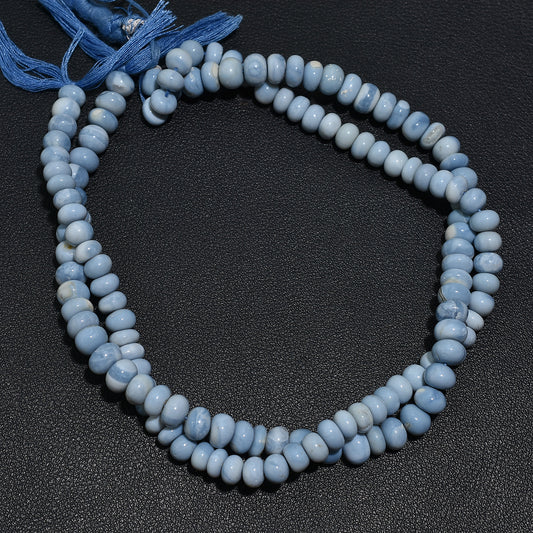 Blue Oregon Opal Smooth Rondelle Gemstone Beads – 12.5 Inch Wholesale Strand For Necklaces & Bracelets