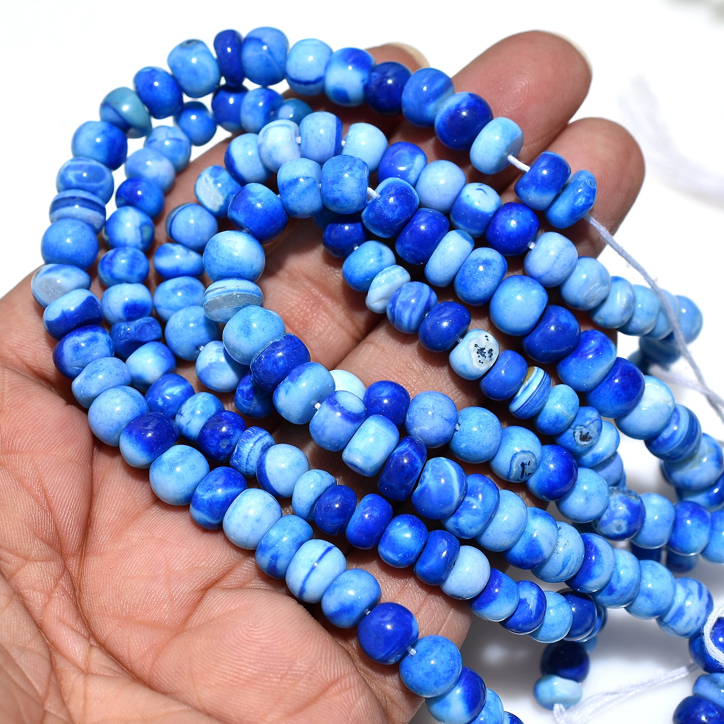 Striking Deep Blue Opal Smooth Rondelle Beads – Wholesale Gemstone Strand For Unique Jewelry
