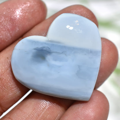 Ocean Glow Blue Opal Heart Cabochon – Captivating Gem for Custom Designs (33x30x4mm,/44ct)
