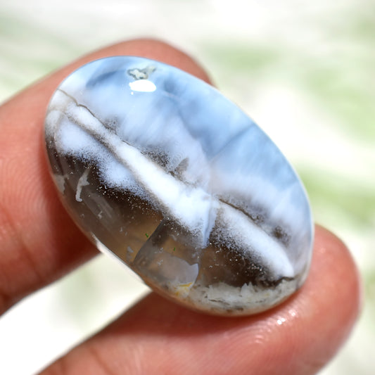 Exquisite Blue Opal Cabochon – Oval Cut Gemstone for Artisan Jewelry (17x27x3mm,/18ct)