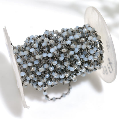 Elegant Mystic Chalcedony Coated  Rosary –  Refined Black Plated Hydro Beads for Wholesale Jewelry