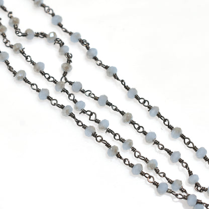 Elegant Mystic Chalcedony Coated  Rosary –  Refined Black Plated Hydro Beads for Wholesale Jewelry