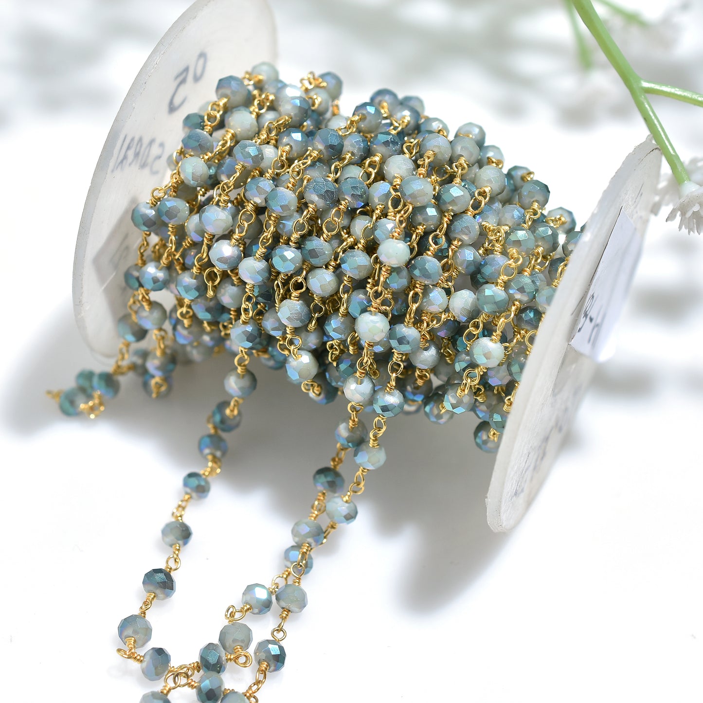 Trending Chalcedony Mystic Coated Hydro Bead Chain - Wholesale Gold Plating Rosary Style Gemstones