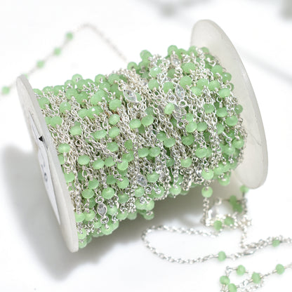 Attractive Chalcedony & Zircon Hydro Beaded Rosary – Handcrafted Silver Plated Mala Lot For Jewelry